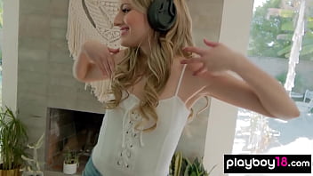 Tiny Titted Blondie Stripping Slowly And Masturbating thumbnail