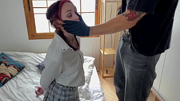 She loves to be tied up while giving blowjob She loves to be tied up while giving blowjob