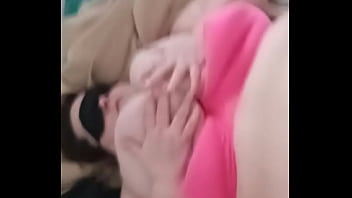 Fat bitch plays with her boobs