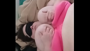 Fat bitch plays with her boobs