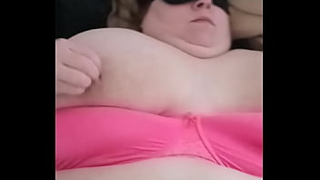 Fat bitch plays with her boobs