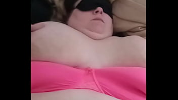 Fat bitch plays with her boobs