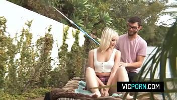 Petite babe getting fucked in the backyard