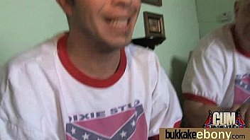 Ebony babe sucks too many white cocks 13