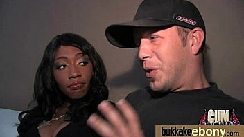 Ebony babe sucks too many white cocks 13