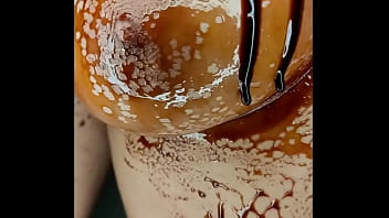 Sexy erotic 21 years old teen playing with her delicious boobs & pussy with chocolate syrup valentine special