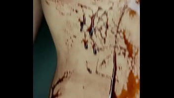 Sexy erotic 21 years old teen playing with her delicious boobs & pussy with chocolate syrup valentine special