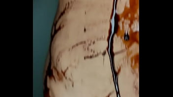 Sexy erotic 21 years old teen playing with her delicious boobs & pussy with chocolate syrup valentine special