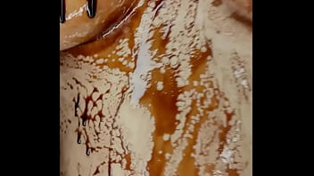 Sexy erotic 21 years old teen playing with her delicious boobs & pussy with chocolate syrup valentine special