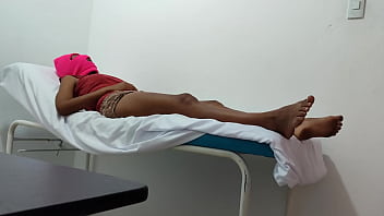 The doctor gives special attention and sensual massage to his female patient