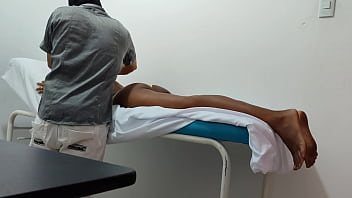 The doctor gives special attention and sensual massage to his female patient