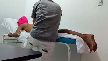 The doctor gives special attention and sensual massage to his female patient