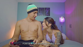 I won a game after sucking my stepbrother's big cock