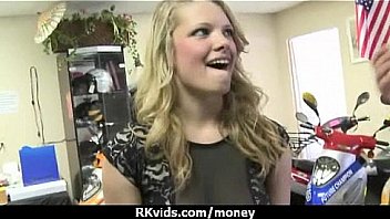 Stunning euro teen gets talked in to giving a blowjob for cash 3