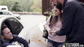 Helpless tourist babe trades her juicy lil cunt for a place to crash at