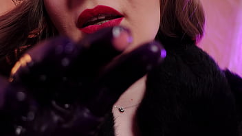 Ripping latex rubber fetish and destroying clothes arya grander asmr in fur coat