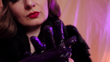 Ripping latex rubber fetish and destroying clothes arya grander asmr in fur coat