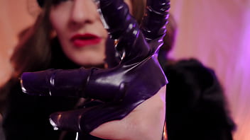 Ripping latex rubber fetish and destroying clothes arya grander asmr in fur coat