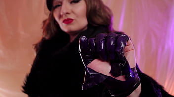 Ripping latex rubber fetish and destroying clothes arya grander asmr in fur coat