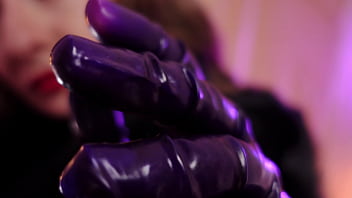 Ripping latex rubber fetish and destroying clothes arya grander asmr in fur coat