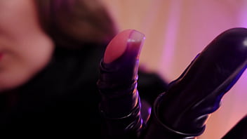 Ripping latex rubber fetish and destroying clothes arya grander asmr in fur coat