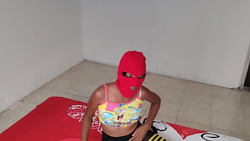 Stepmother caresses her buttocks and tits then the stepson arrives and rubs his penis with her feet