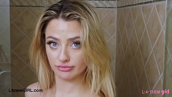 Sexy blonde model enjoys a sensual bath