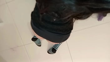 Taking pictures of her tits her boyfriend comes in and they fuck he shoots his cum on her round ass