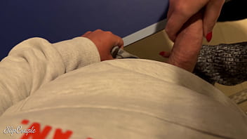 Cute girl prefers to play with the cock in the game room risky public