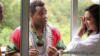 Interracial masseuse blow