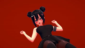 Девушка гот прыгает на члене