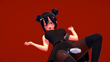 Девушка гот прыгает на члене