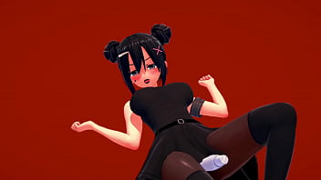 Девушка гот прыгает на члене