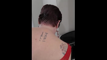 Public Kiwi Slutty Bitch Carries Out The Rubbish Wearing Red Fishnet Mini Dress In Full View thumbnail