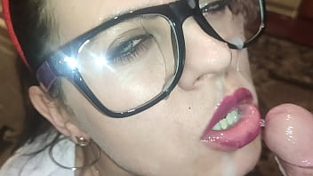 Fucked bespectacled neighbor and leaked on face