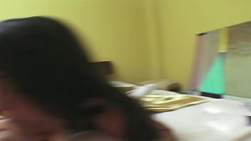 Brunette slut fucking at bed with her boy