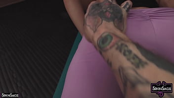 Yoga babe sinn sage takes off her pants and gets her pussy fingered