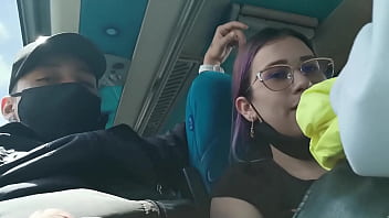 Sexy latina gives her boyfriend a super blowjob on a public bus traveling between bogota and medellin bucarasex