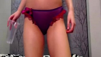 Nichole pisses her seethru panties into a cup