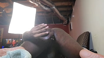 Anal orgasm with huge dildo