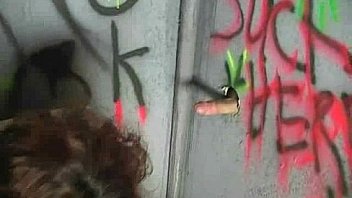 Ebony hottie milking cocks in the gloryhole 24