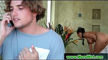 Amazing nuru massage and deep fuck on air matress 12