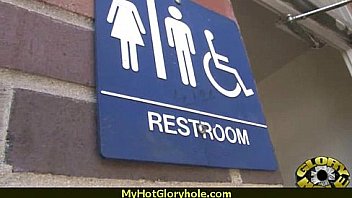 Nasty slut sucks big cock at gloryhole 15