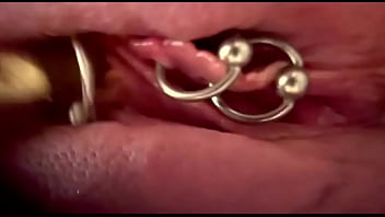 Extreme close up rubbing my pierced clit by makeup brush and huge orgasm make me completely wet my pussy