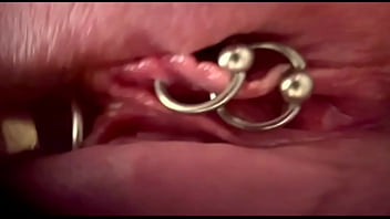 Extreme close up rubbing my pierced clit by makeup brush and huge orgasm make me completely wet my pussy