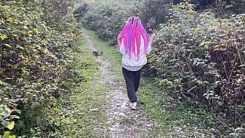 Outdoor forest rough sex and spanking teen girl pussy fucked cummed in my mouth and squirted teaser