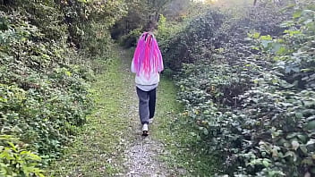 Outdoor forest rough sex and spanking teen girl pussy fucked cummed in my mouth and squirted teaser