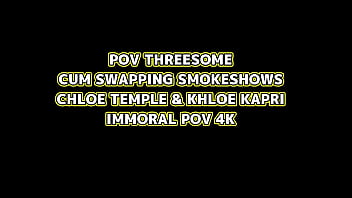 Chloe & khloe's throat fucking frenzy double sucking dean's big cock