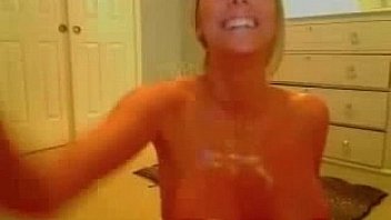 Oiled amateur blonde with big tits ridding