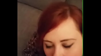 Redhead from giving a blowjob until explosive cum